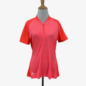 Adidas Shirt Womens S Small Neon Pink Quarter Zip Short Sleeve Performance Golf
